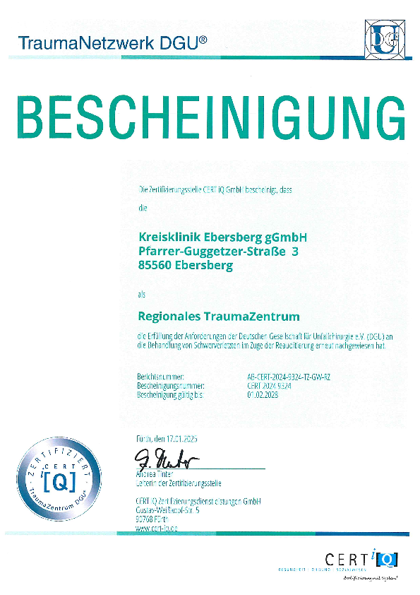 Zertifikat Traumazentrum
