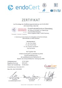 Zertifikat EndoProthetikZentrum Ebersberg